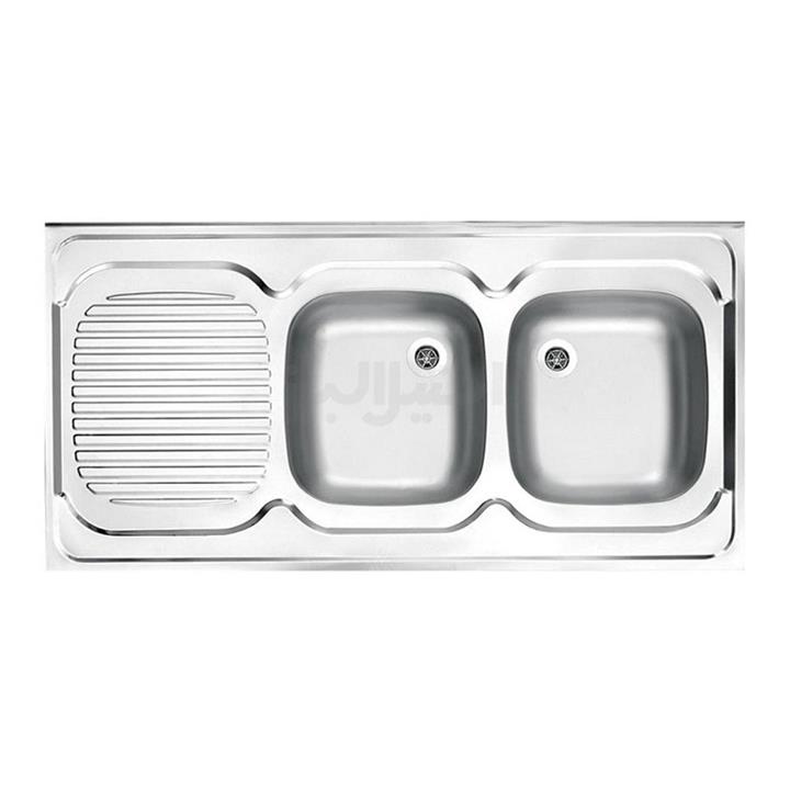سینک کلاسیک دو لگن استیل البرز (ابعاد 60×120 سانتیمتر)